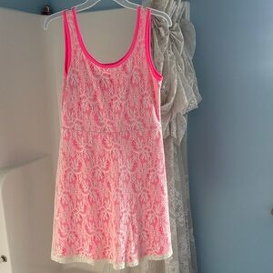 Bobbie Brooks Neon Pink Lace Dress size medium